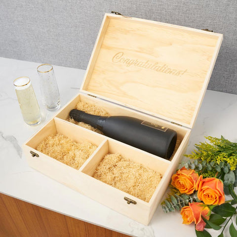 Wooden Wine Box - Champagne Flutes Set - Wander Wine Carriers