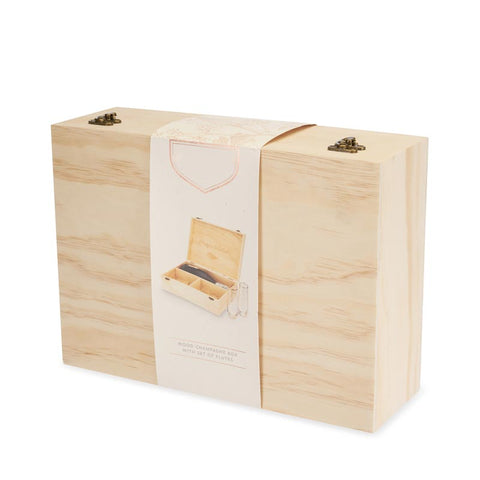 Wooden Wine Box - Champagne Flutes Set - Wander Wine Carriers