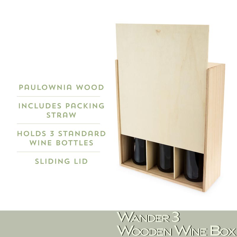 Wooden Wine Box - Wander Three - Wander Wine Carriers